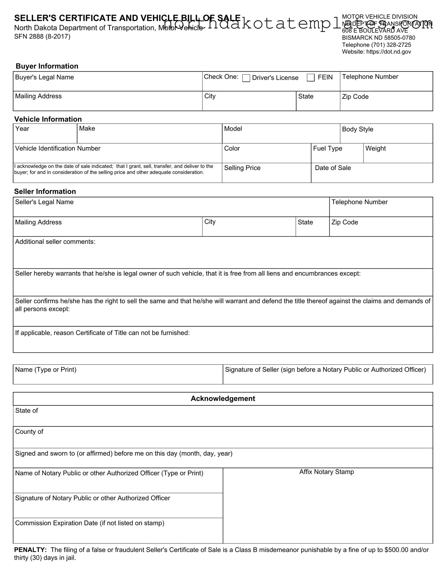 Free BOS SFN 2888 PDF Template