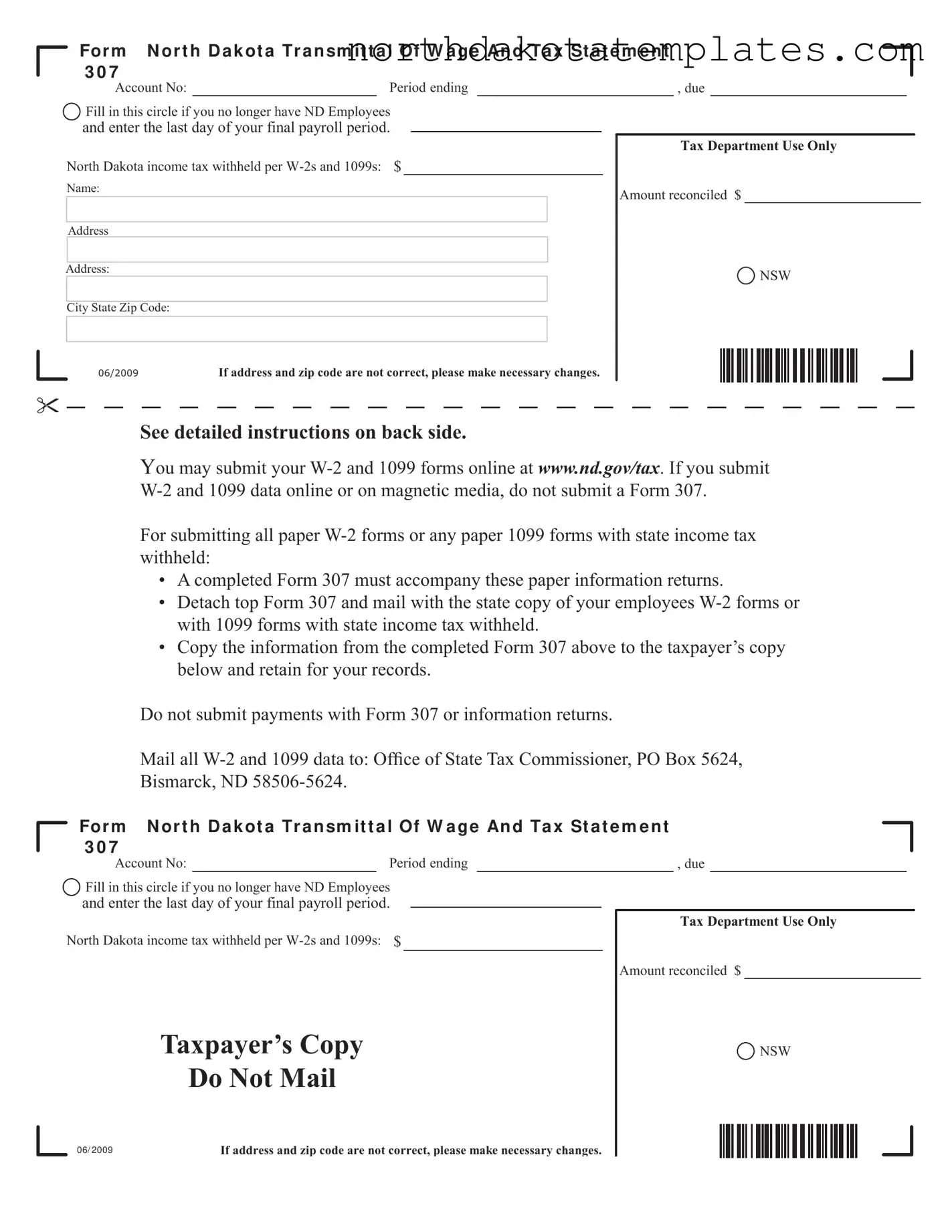 Free North Dakota 307 PDF Template