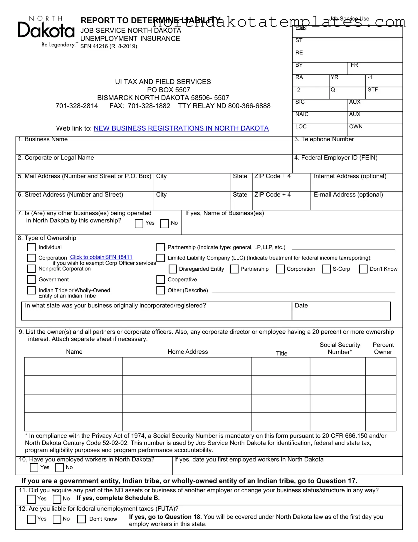 Free Sfn 41216 PDF Template
