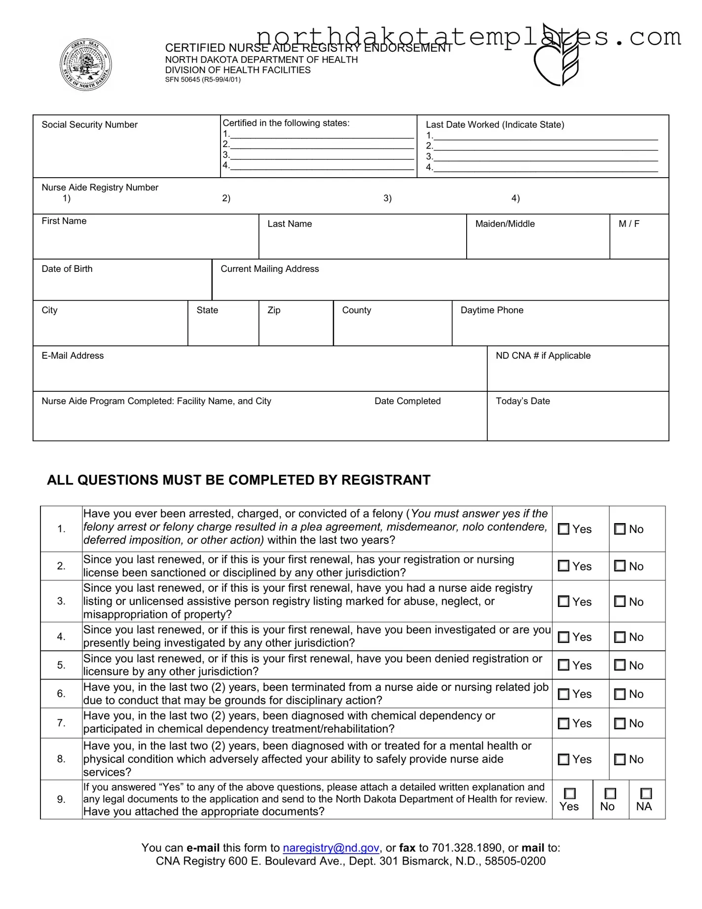 Free Sfn 50645 PDF Template