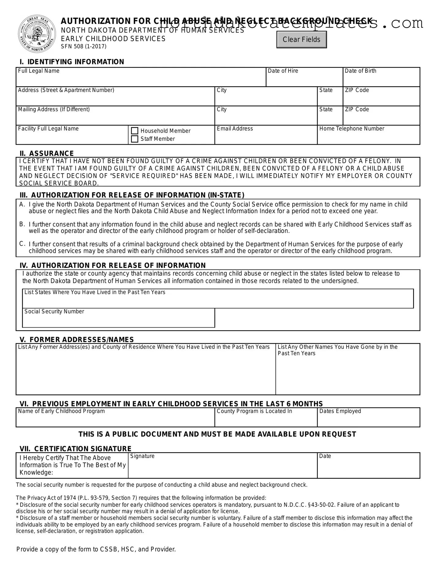 Free Sfn 508 PDF Template