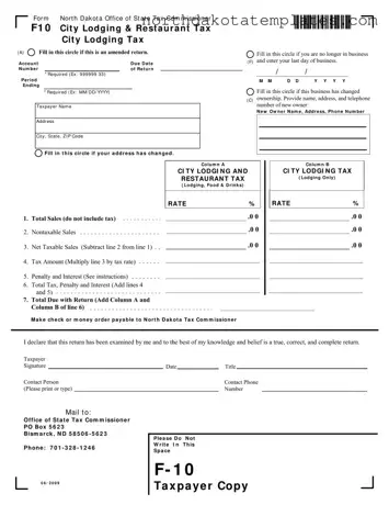 Free F10 North Dakota PDF Template